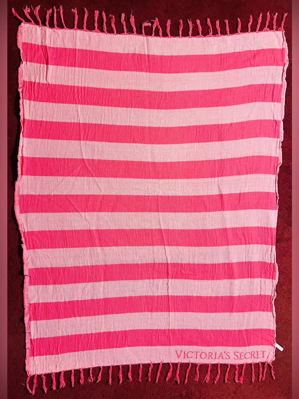Classic Pink Striped Victoria’s Secret Beach Blanket